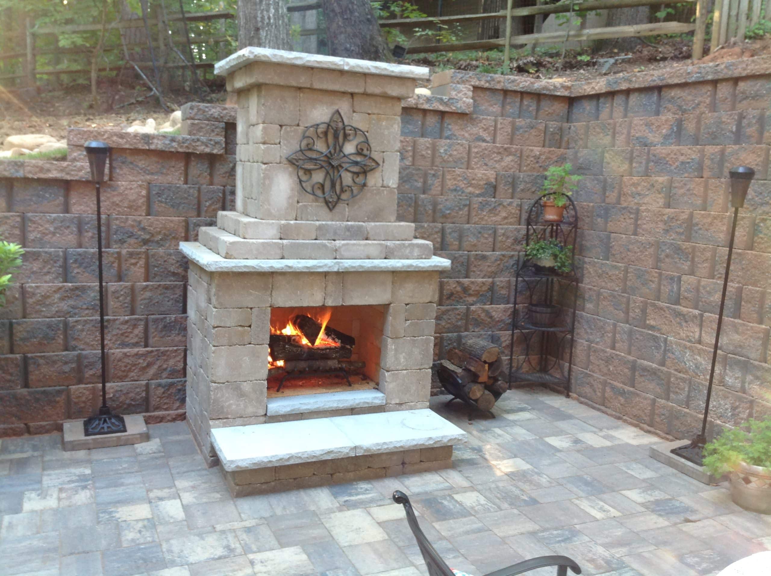 Colonial Harvest Blend Sierra color pavers _ Victorian Fireplace
