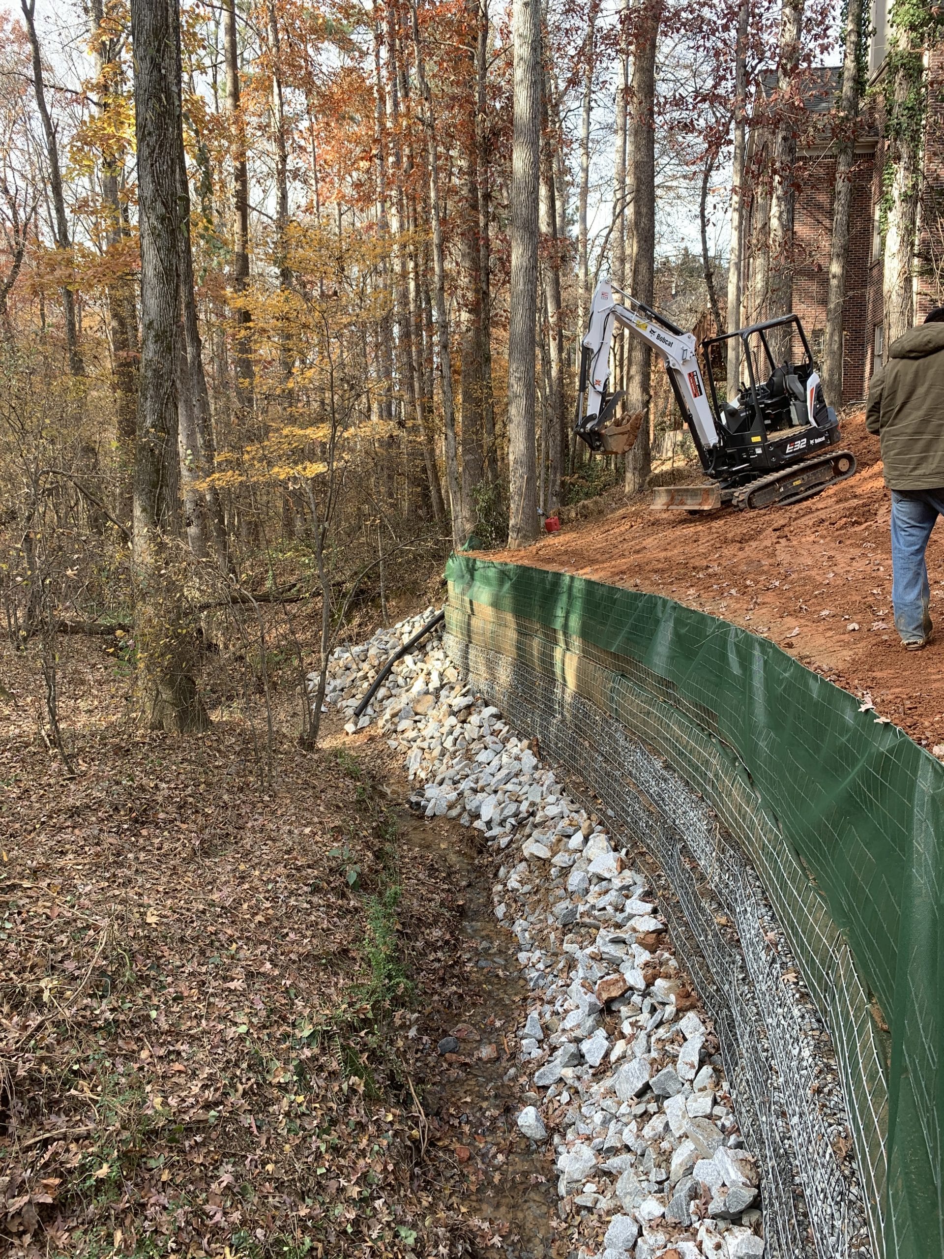 DNR Approved Creek bank stabilization with soil basket Johns Creek GA